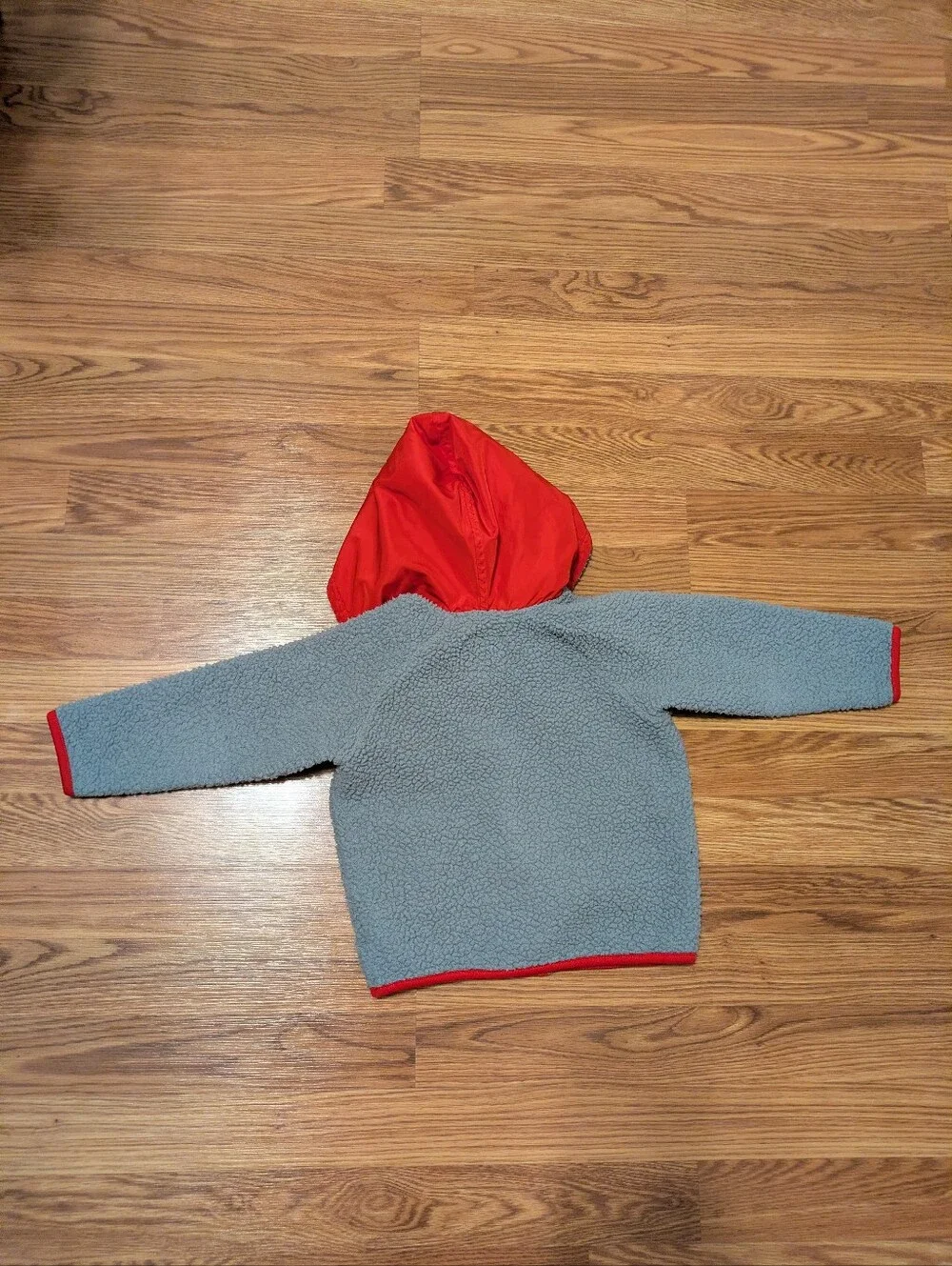 Old Navy Grey and Red Hooded Sherpa Jacket for Kids